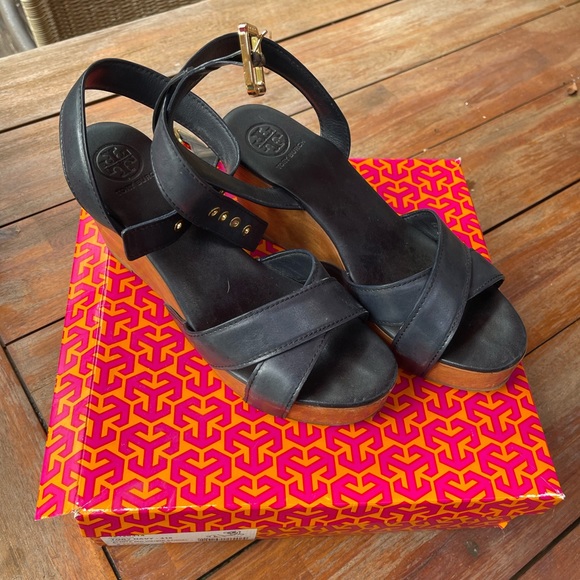 Tory Burch almita mid wedge sandal sz 10 - Picture 2 of 5